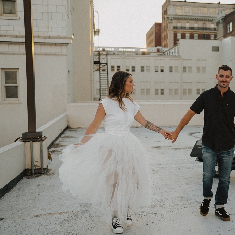 White strapless dress with tulle!